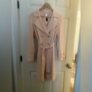 WHBM light pink brand new trench coat. Approximately 36 inches long.